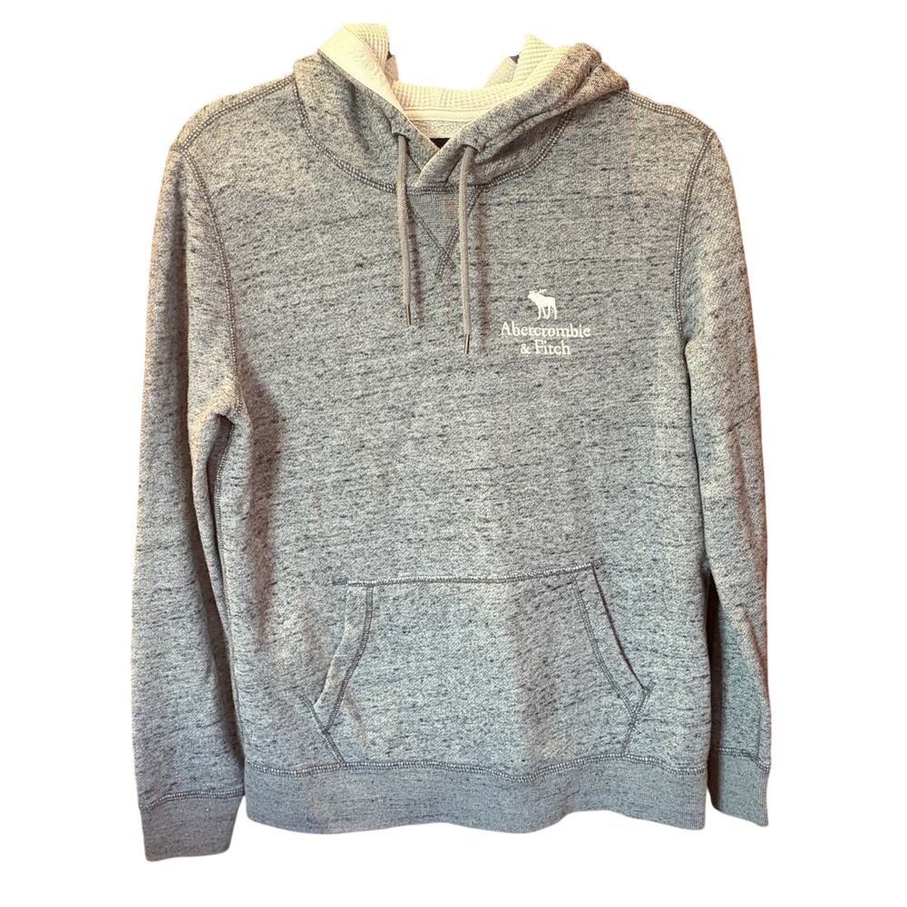 Abercrombie Fitch Men’s S Hoodie Gray Heather Embroidered Preppy Street Wear
